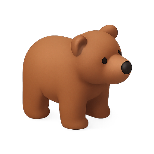 Bear, 3d model, brown icon