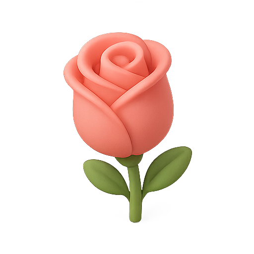Rose, 3d design, flower icon