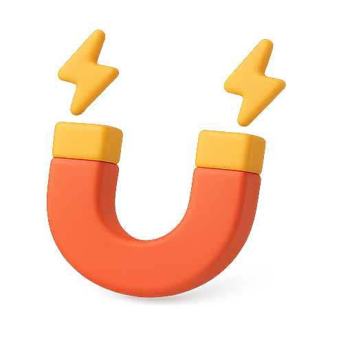 Magnet, 3d, attraction icon