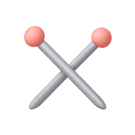 Crossed, sticks, 3d icon
