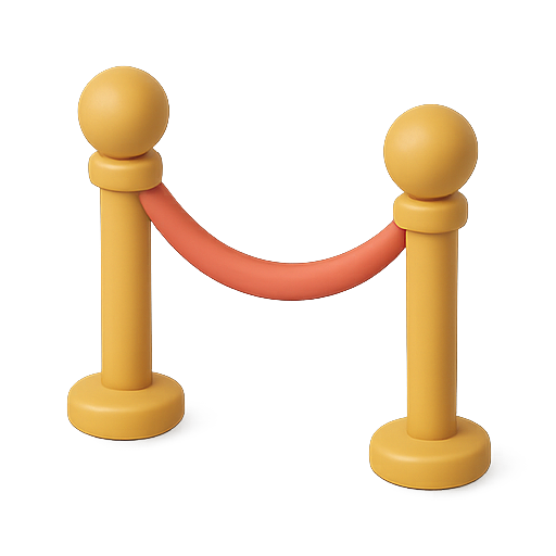 Barrier, rope, posts icon