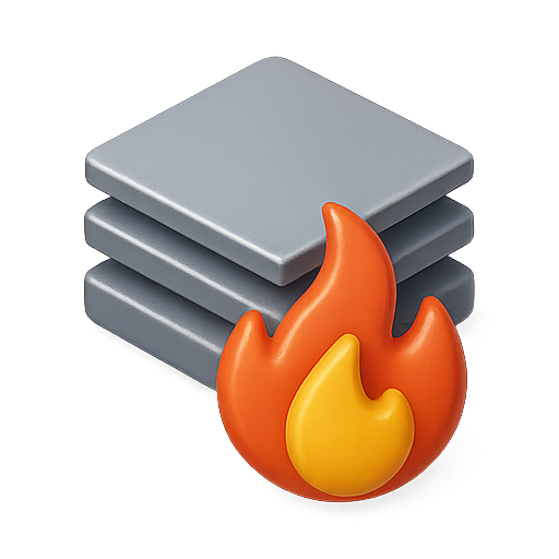 3d, layers, fire icon