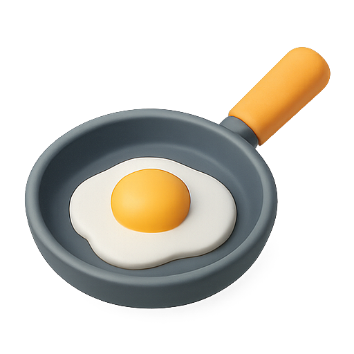 Frying pan, egg, 3d model icon