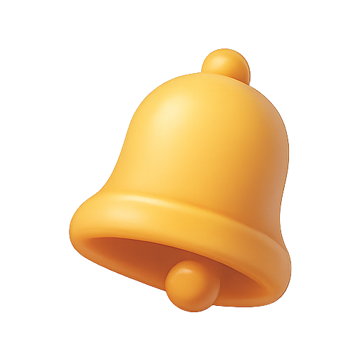Bell, 3d, yellow icon