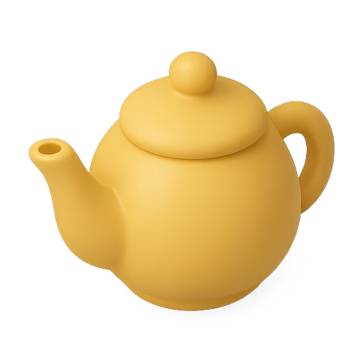 Teapot, yellow, 3d model icon