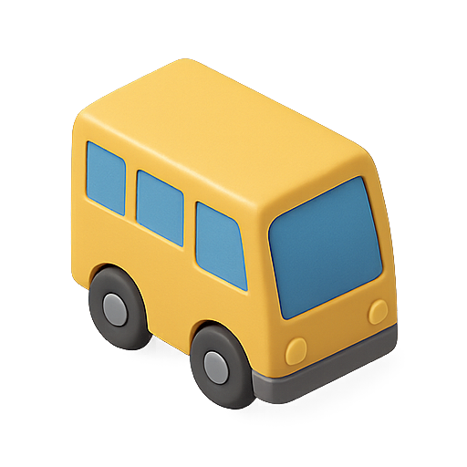 Bus, transportation, toy icon