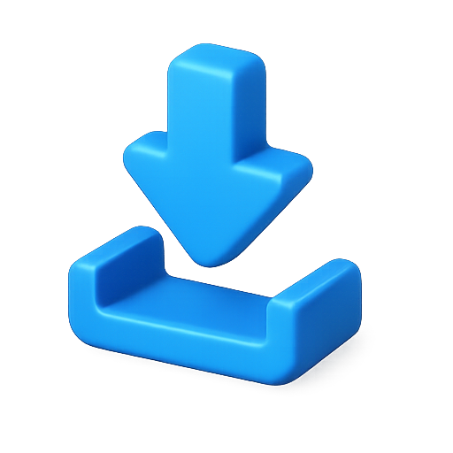 Download, 3d, blue icon