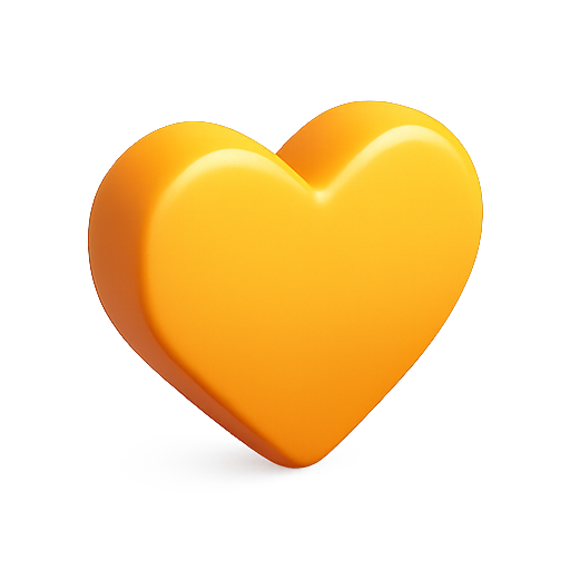 Heart, 3d, yellow icon
