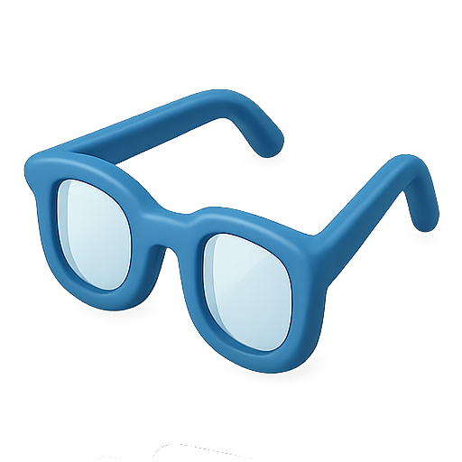 Glasses, 3d, blue icon
