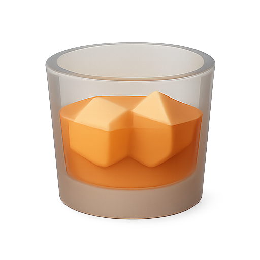 Glass, geometric, orange icon