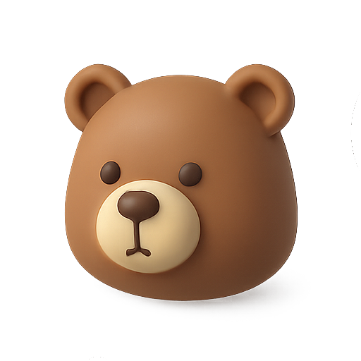 Bear, 3D, cartoon icon