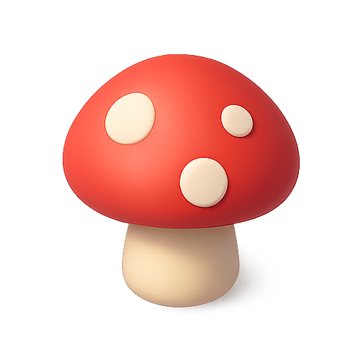 Mushroom, 3d design, digital art icon
