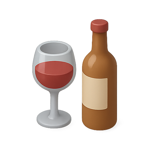 Wine, glass, bottle icon