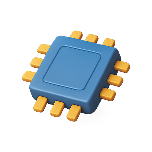 Microchip, 3d modeling, digital design icon