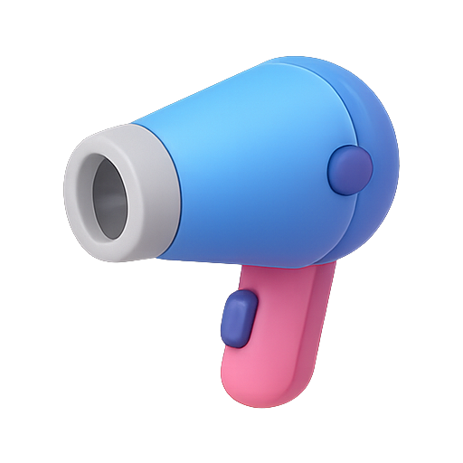 Hair dryer, 3d model, stylized icon