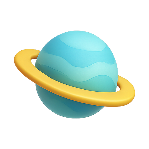 Planet, ring, blue icon
