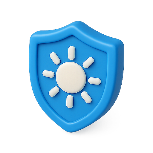 Shield, sun, security icon