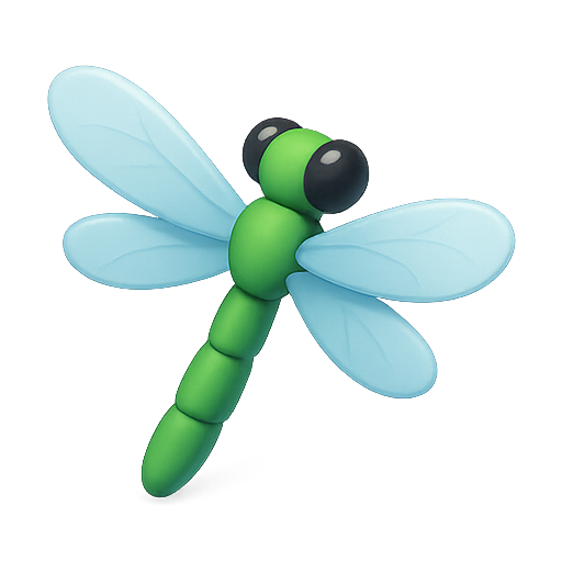 Dragonfly, 3d, green icon