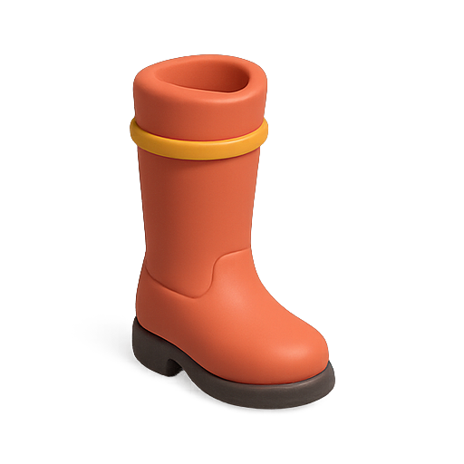 Boot, 3d, orange icon