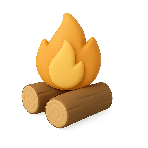 Campfire, flames, logs icon