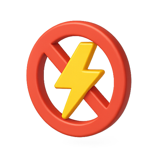 No, electricity, prohibited icon