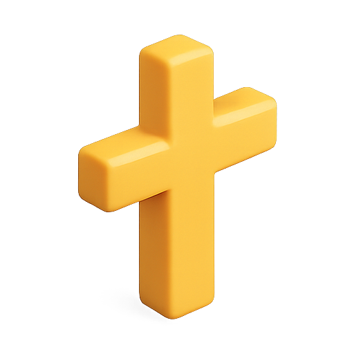 Cross, yellow, 3d icon