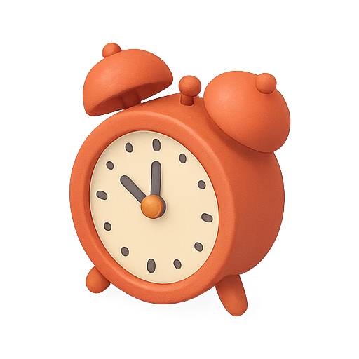 Alarm clock, orange, retro icon