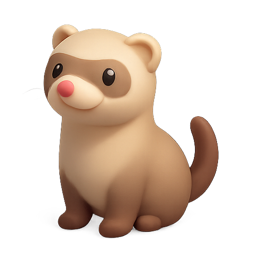 Ferret, 3d model, cute animal icon