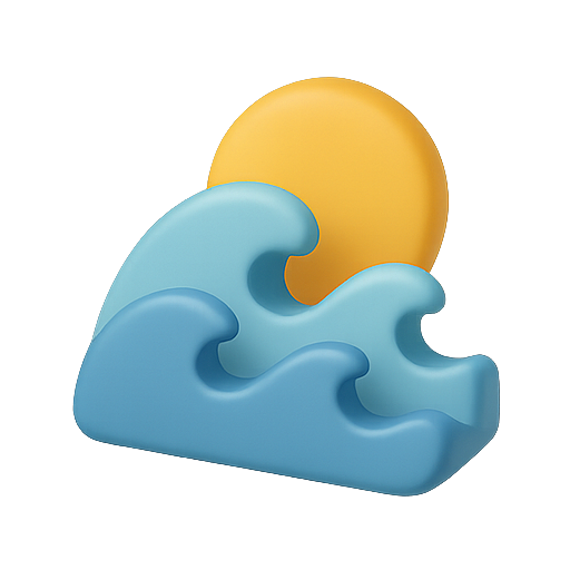 Waves, sun, beach icon
