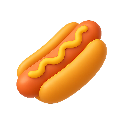 Hot dog, 3d, food icon