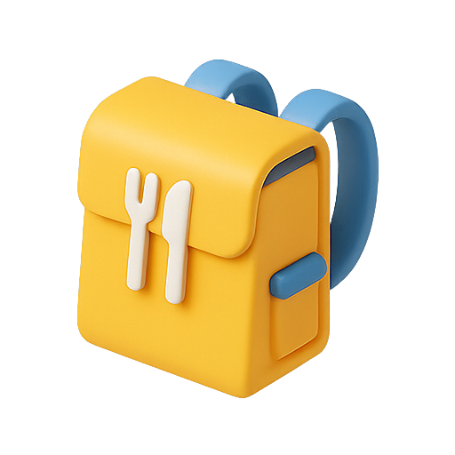 Backpack, lunch, yellow icon