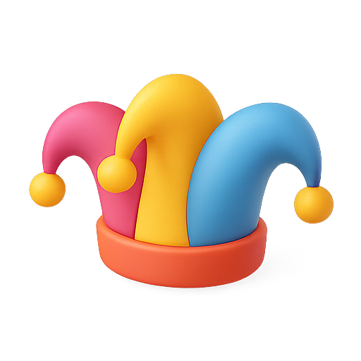 Jester, hat, colorful icon