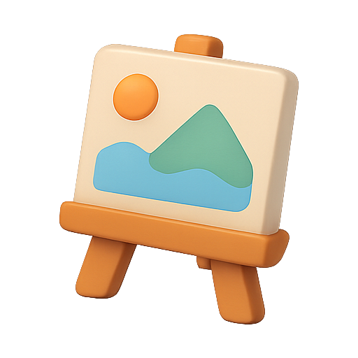 3d, illustration, easel icon