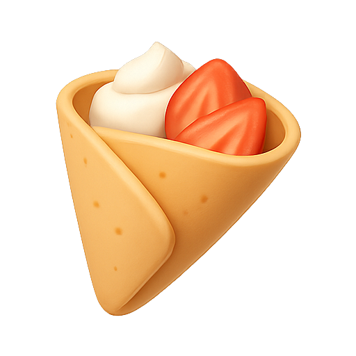 Dessert, crepe, strawberries icon