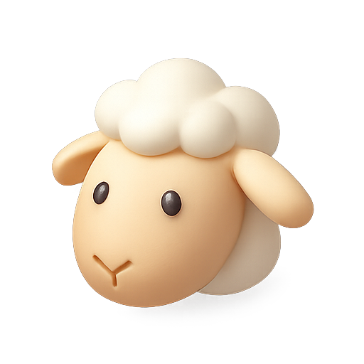 Sheep, 3d model, cartoon icon
