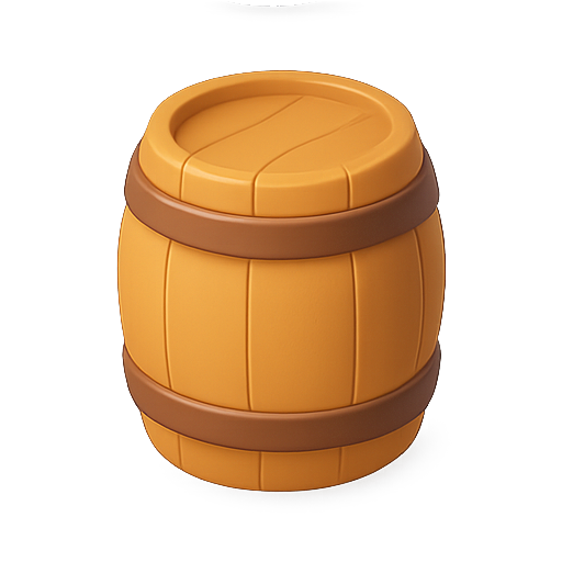 Barrel, wooden, container icon