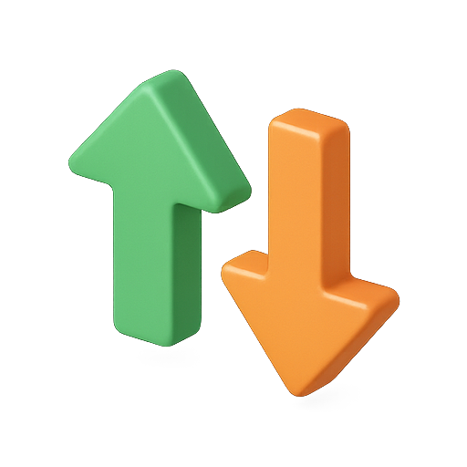 Upward, downward, arrows icon
