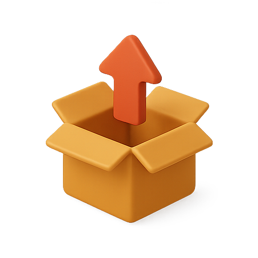 Box, arrow, 3d icon