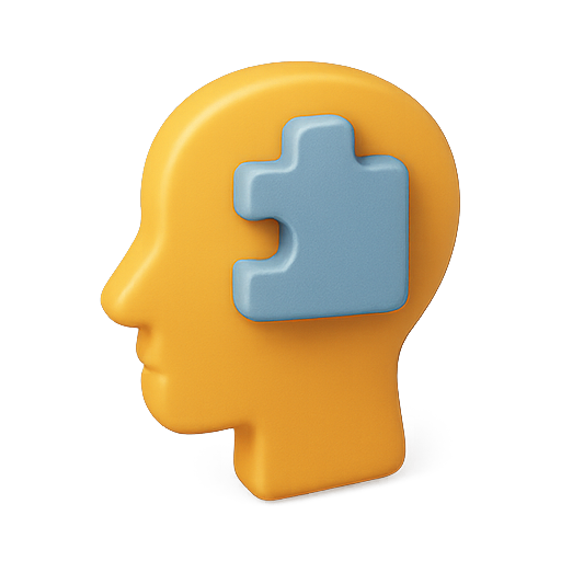 3d, puzzle, head icon