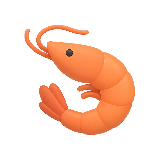 Shrimp, 3d, seafood icon