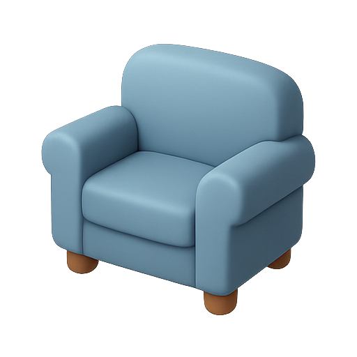 Chair, 3d model, blue icon