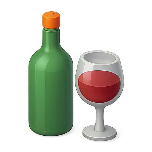 Bottle, glass, wine icon