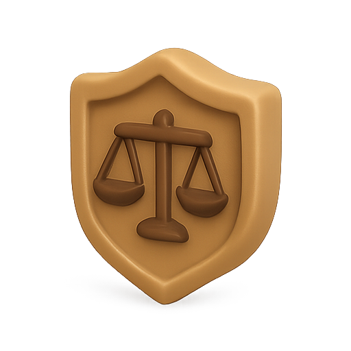 Justice, scales, shield icon