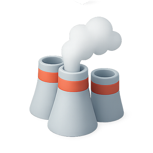 Factory, smoke, energy icon