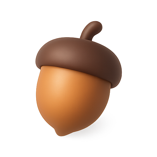 Acorn, 3d model, nature icon