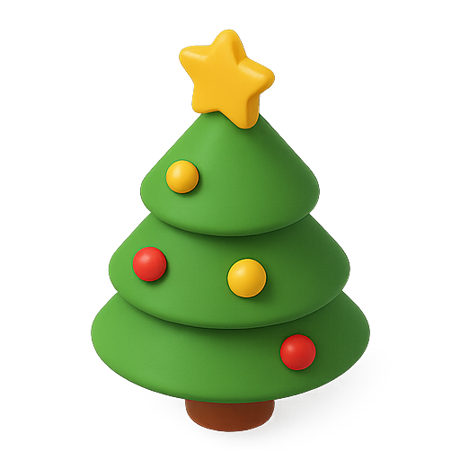 Christmas tree, 3d model, decoration icon