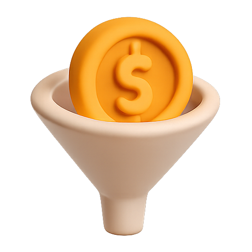Funnel, coin, money icon