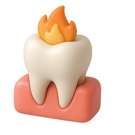 Tooth, fire, 3D icon