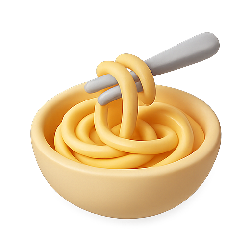 Bowl, noodles, utensils icon