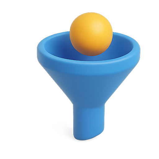 Funnel, sphere, 3d icon